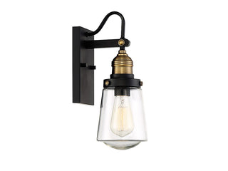 Macauley One Light Wall Mount in Vintage Black with Warm Brass