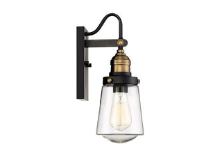 Macauley One Light Wall Mount in Vintage Black with Warm Brass