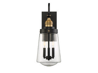 Macauley Three Light Wall Lantern in Vintage Black with Warm Brass