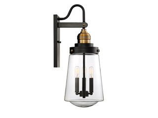Macauley Three Light Wall Lantern in Vintage Black with Warm Brass