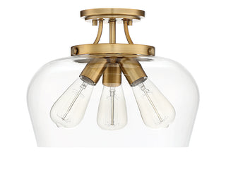 Octave Three Light Semi-Flush Mount in Warm Brass