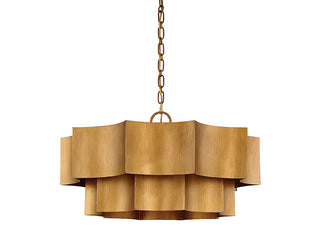 Shelby Six Light Pendant in Gold Patina