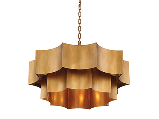 Shelby Six Light Pendant in Gold Patina