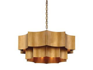 Shelby Six Light Pendant in Gold Patina