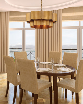 Shelby Six Light Pendant in Gold Patina