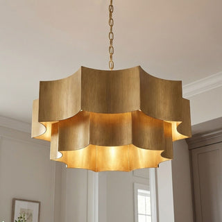 Shelby Six Light Pendant in Gold Patina