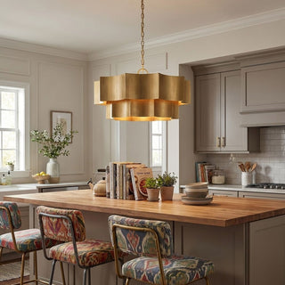 Shelby Six Light Pendant in Gold Patina