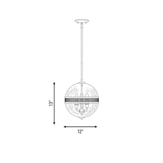 Stirling Three Light Pendant in Warm Brass