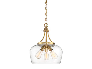 Octave Three Light Pendant in Warm Brass