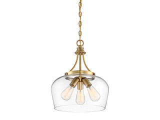 Octave Three Light Pendant in Warm Brass