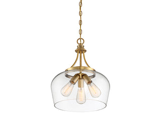 Octave Three Light Pendant in Warm Brass