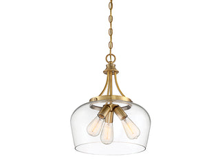 Octave Three Light Pendant in Warm Brass