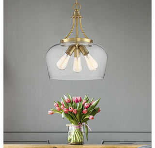 Octave Three Light Pendant in Warm Brass