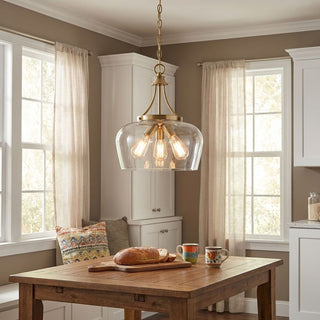 Octave Three Light Pendant in Warm Brass