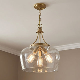 Octave Three Light Pendant in Warm Brass