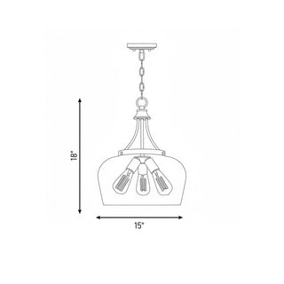 Octave Three Light Pendant in Warm Brass