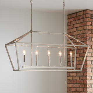 Corona Five Light Island Pendant in Satin Nickel