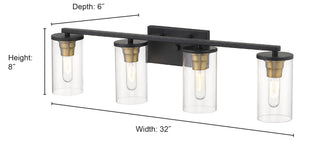 Pasadena 4-Light Vanity Matte Black/Heirloom Bronze