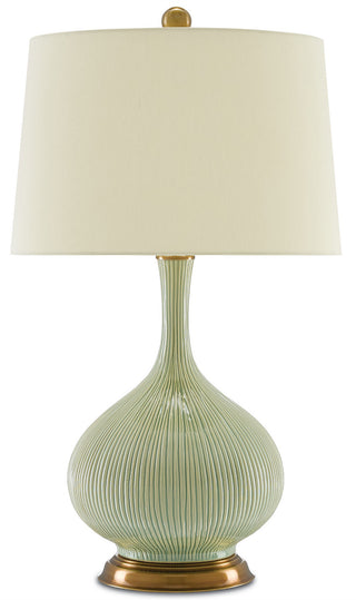 Cait One Light Table Lamp in Green/Antique Brass