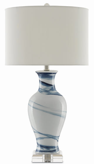Hanni One Light Table Lamp in White/Blue/Clear