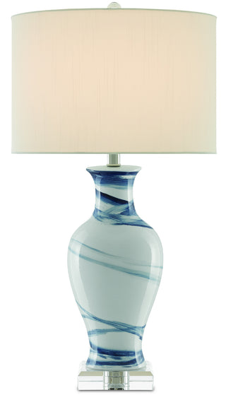 Currey and Company - 6000-0316 - One Light Table Lamp - Hanni - White/Blue/Clear