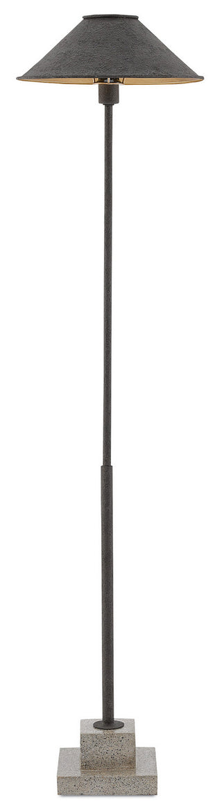 Fudo One Light Floor Lamp in Molé Black/Polished Portland