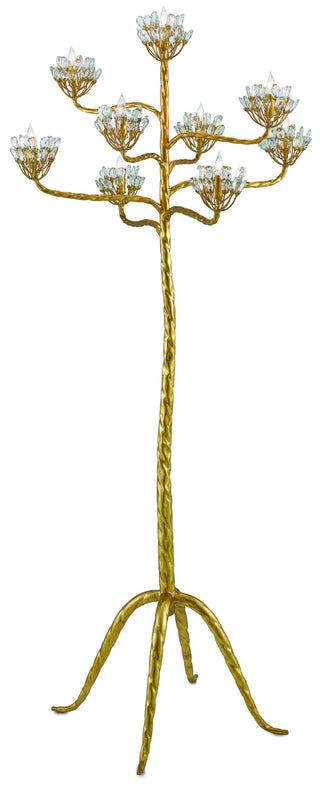 Currey and Company - 8000-0045 - Nine Light Floor Candelabra - Agave Americana - Clear/Dark Contemporary Gold Leaf