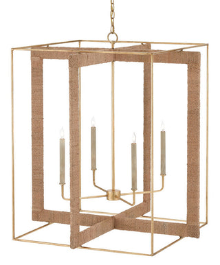 Currey and Company - 9000-0217 - Four Light Lantern - Purebred - Natural/Dark Contemporary Gold Leaf