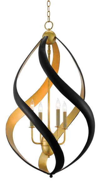Trephine Four Light Chandelier in Contemporary Gold Leaf/Satin Black