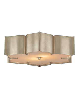 Grand Lotus Two Light Flush Mount in Contemporary Silver Leaf/Faux Alabaster