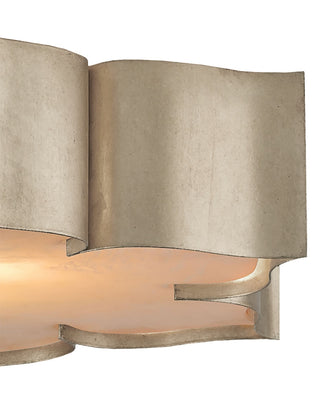 Grand Lotus Two Light Flush Mount in Contemporary Silver Leaf/Faux Alabaster