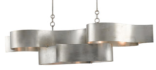 Grand Lotus Six Light Chandelier in Contemporary Silver Leaf