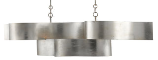 Grand Lotus Six Light Chandelier in Contemporary Silver Leaf