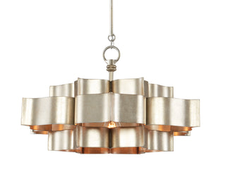 Grand Lotus One Light Chandelier in Contemporary Silver Leaf