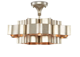 Grand Lotus One Light Chandelier in Contemporary Silver Leaf