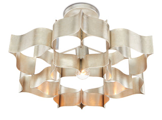 Grand Lotus One Light Chandelier in Contemporary Silver Leaf