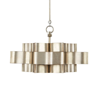 Grand Lotus One Light Chandelier in Contemporary Silver Leaf