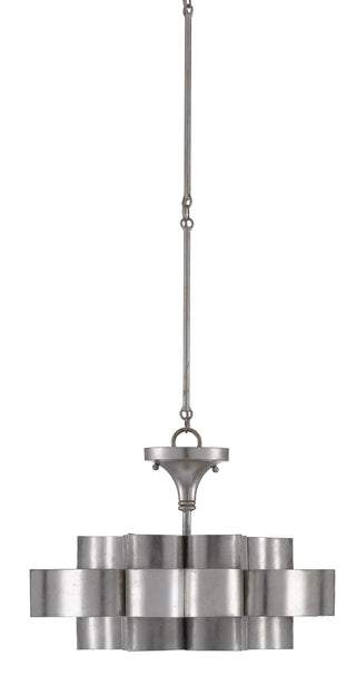 Grand Lotus One Light Chandelier in Contemporary Silver Leaf