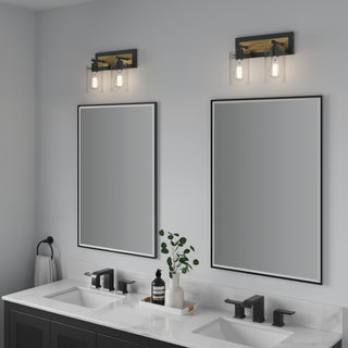 Gasol 2-Light Vanity Matte Black / Vintage Brass