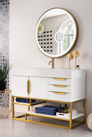 48 Inch Columbia Freestanding Vanity in Glossy White / Glossy White Top