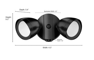 4.25" High 2-Light LED Outdoor Security Flood Light - Powder Coated Black