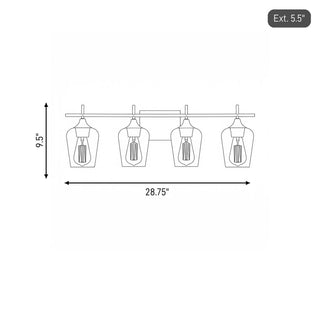 Octave Four Light Bath Bar in Black
