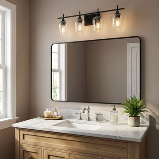 Octave Four Light Bath Bar in Black