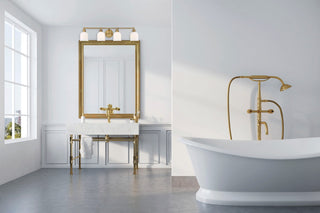 Melrose Four Light Bath Bar in Warm Brass