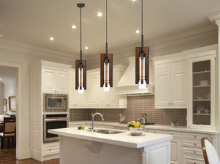 Almeria One Light Pendant in Pine/Iron
