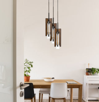 Almeria Three Light Pendant in Pine/Iron