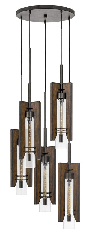 Cal Lighting - FX-3690-5 - Five Light Pendant - Almeria - Pine/Iron