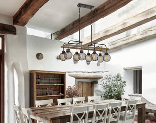 Forio Eight Light Chandelier in Pine/Iron