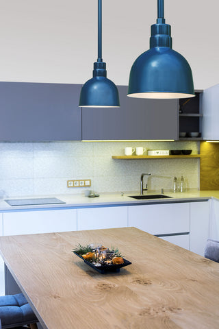 R Series One Light Pendant in Navy Blue