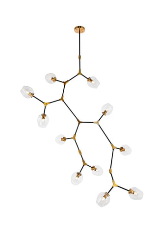 Elegant Lighting - 1712G73LAB - 11 Light Pendant - Cavoli - Light Antique Brass and Flat Black